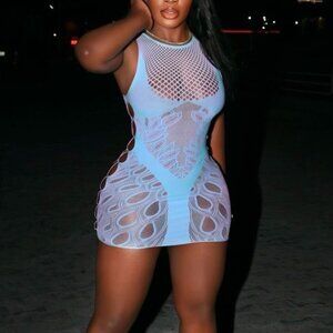 Juliet Dress in Crypto Blue Poster Girl
